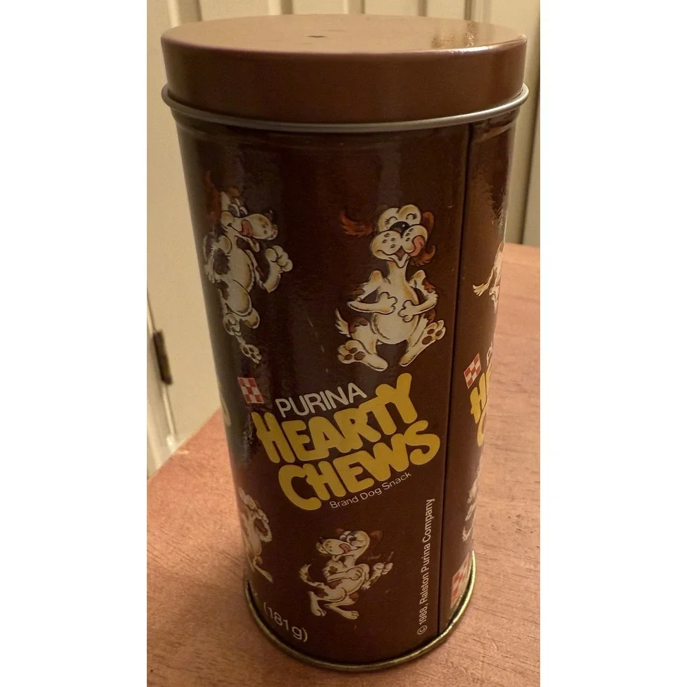 Vintage 1988 Purina‎ Hearty Chews Dog Snack Treats Advertising Tin Can RALSTON